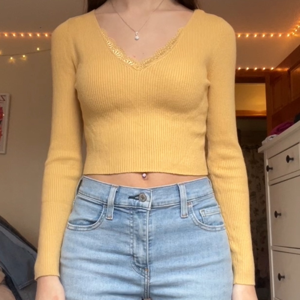 PacSun Mustard Ribbed Knit Top